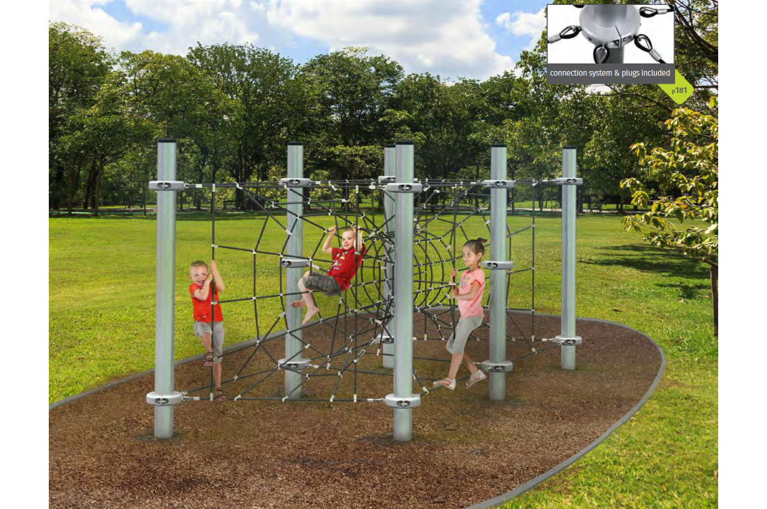 Commercial Playground Equipment KBT Armed Rope Structure Climbing Net PEAK